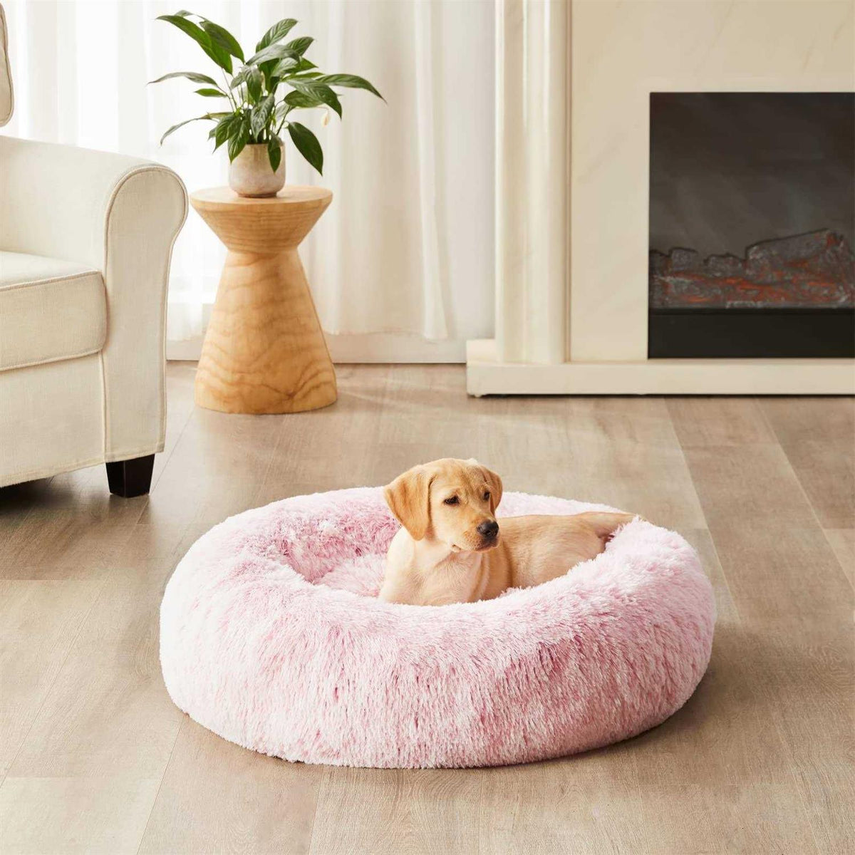 Small Dog Bed Donut Faux Fur Anti-Anxiety Q1280