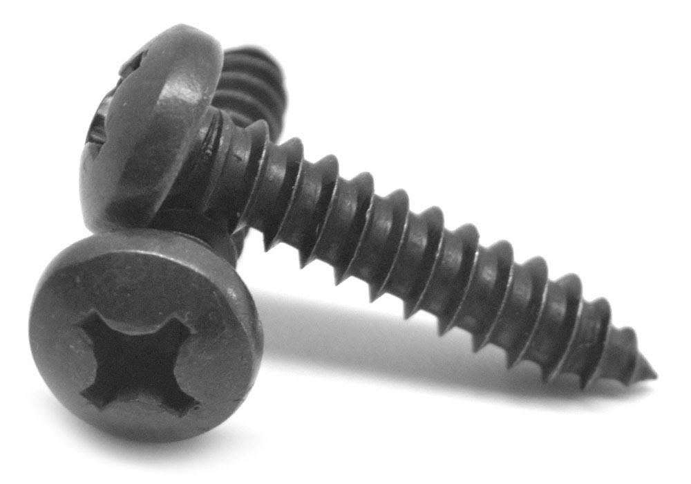 #8-18 x 1 1/2 Phillips Pan Head Sheet Metal Screw Black Zinc Plated O719