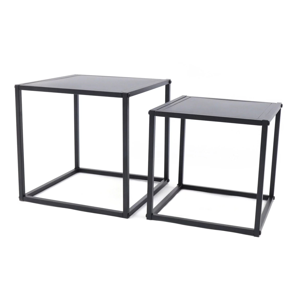 Square Coffee Table End Table Metal Side Table Matt Black Y9535