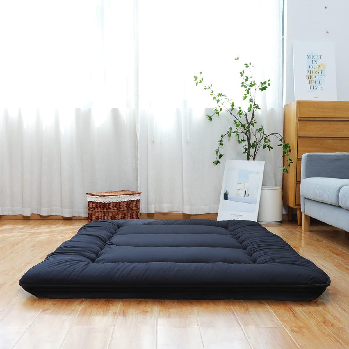 Japanese Floor Mattress Foldable Roll Up with Washable Cover K490