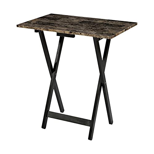 Tray Table Set Faux Marble Brown C47682