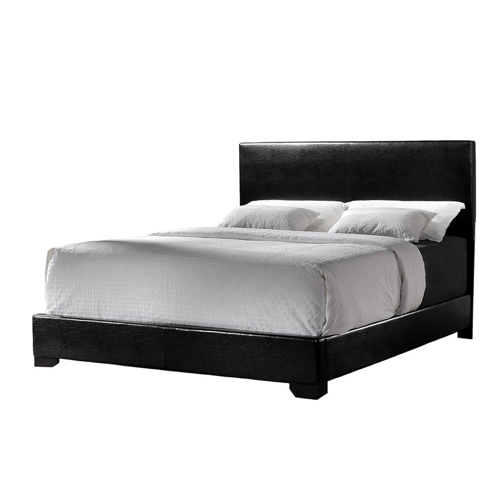 Queen Upholstered Panel Bed Black S234