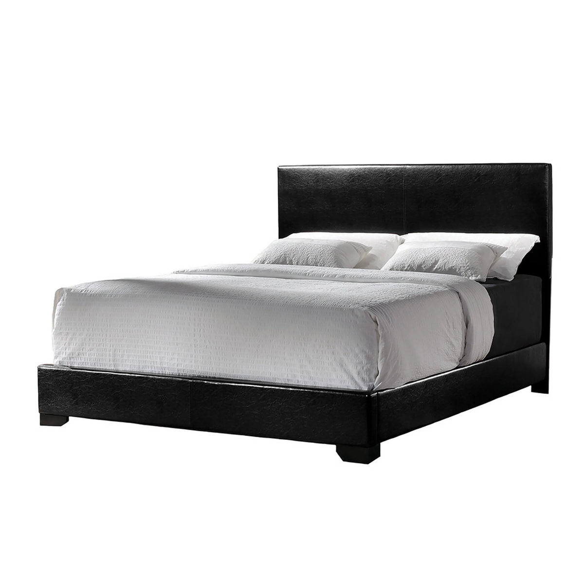 Queen Upholstered Panel Bed Black S234