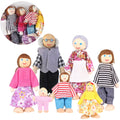 7 Pieces Wooden Dollhouse Family Set Mini People Figures B410