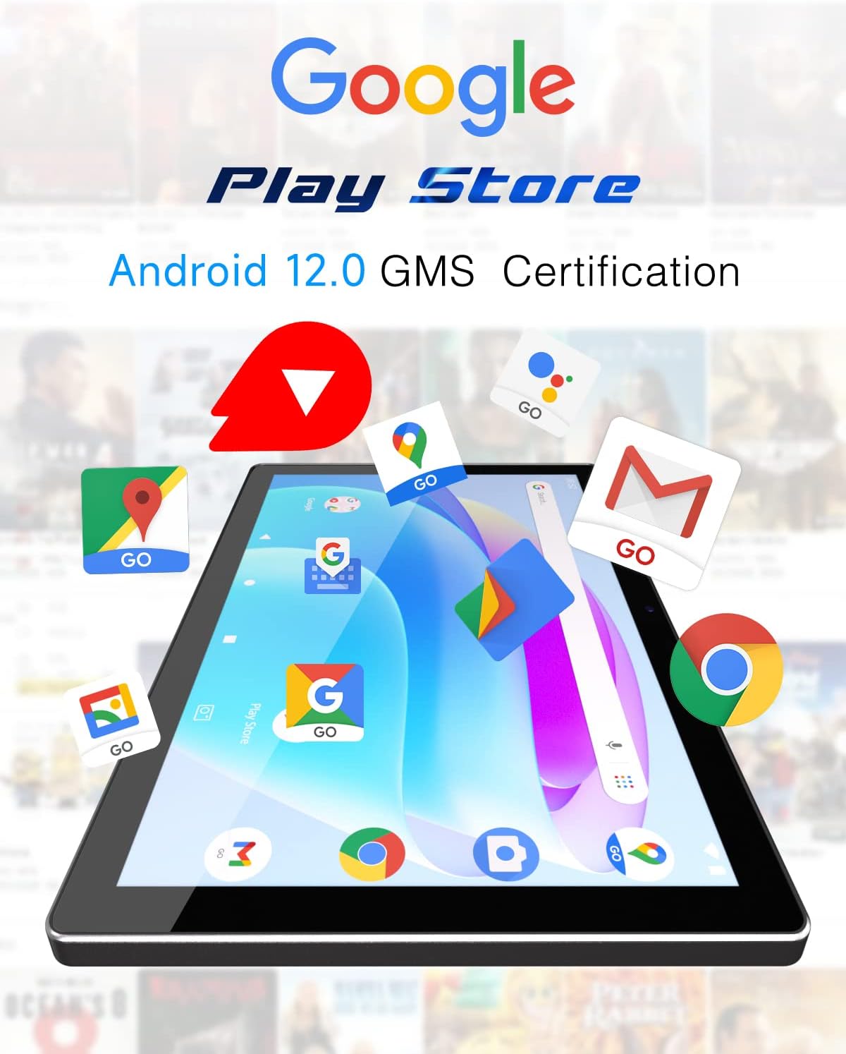 10.1 Inch Android 12 Tablet with Keyboard, 2GB RAM, 32GB ROM, 512GB Expandable Z612594