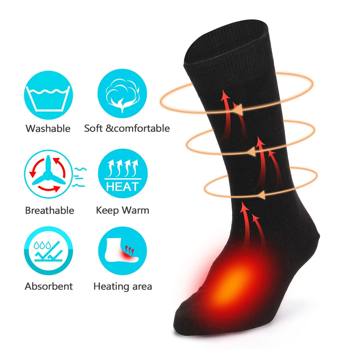 Electric Heated Socks Battery Powered Warm Winter Socks J7696