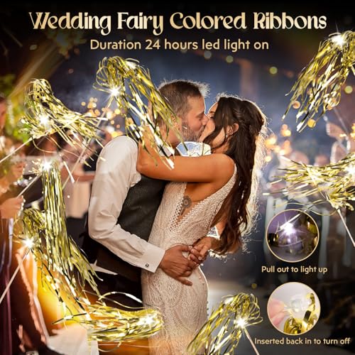 100 PCS Light Up Wedding Wands LED Tinsel Streamers H496030