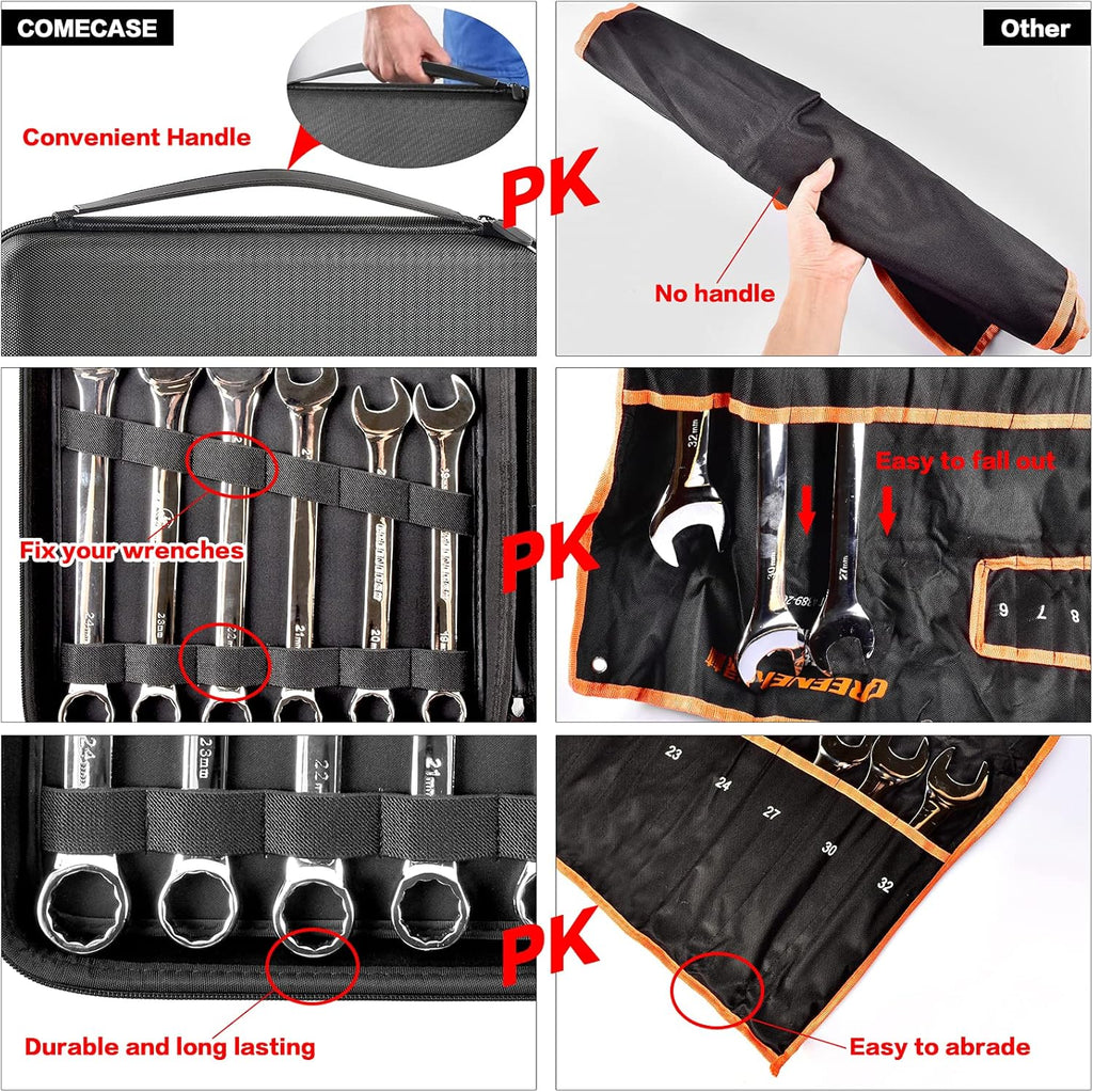 19 Combination Ratchet Wrenches Tool Storage Holder Bag U3628