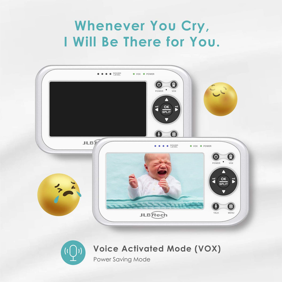 4.3 Split Screen Video Baby Monitor with 2 Cameras and Audio, Night Vision, Two-Way Talk Z114