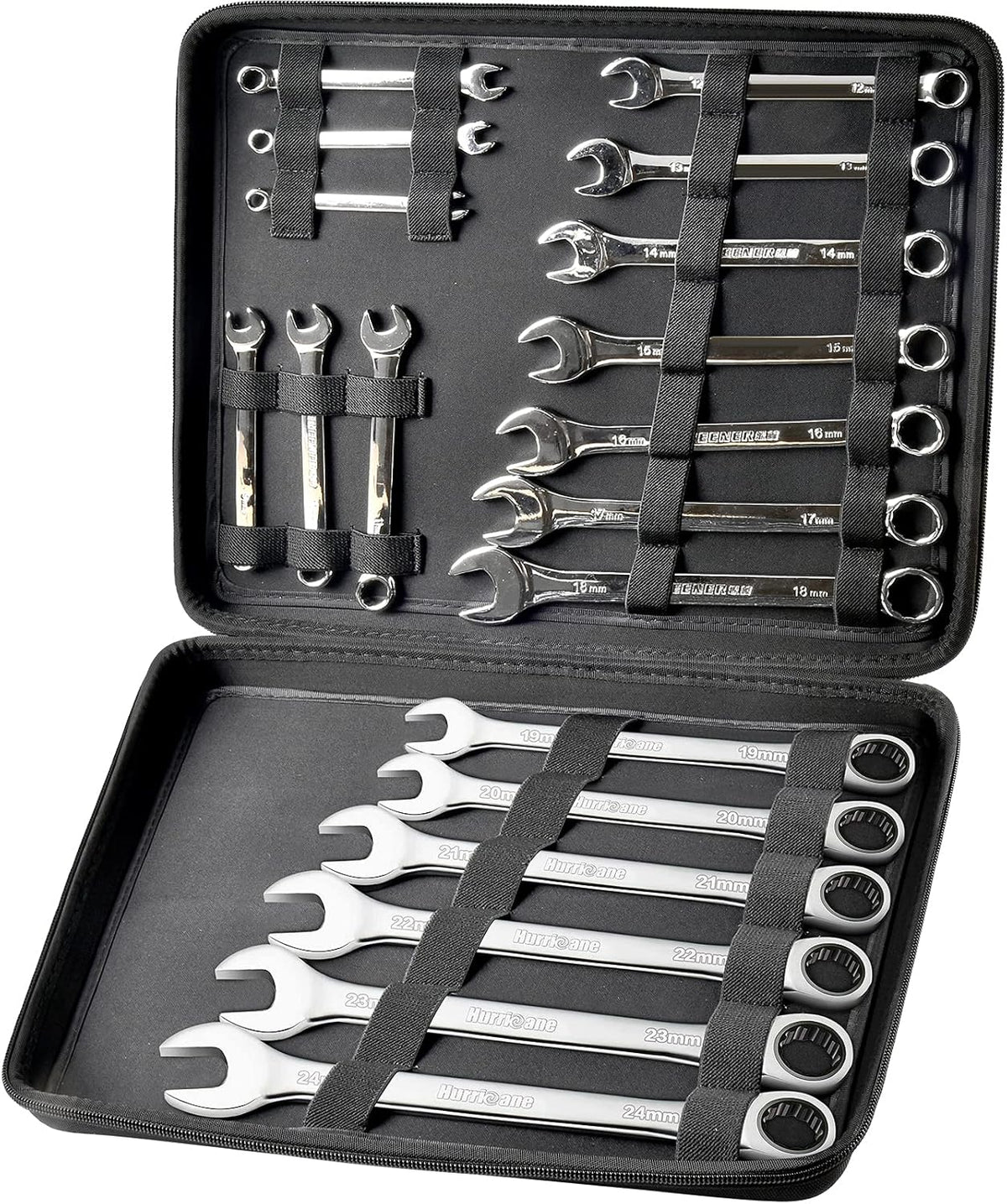 19 Combination Ratchet Wrenches Tool Storage Holder Bag U3628