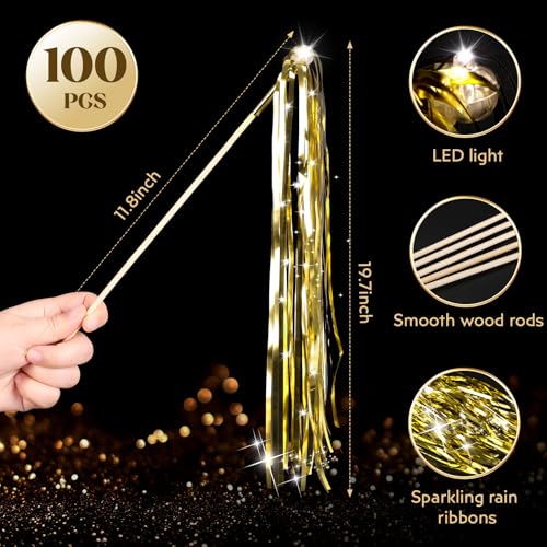 100 PCS Light Up Wedding Wands LED Tinsel Streamers H496030