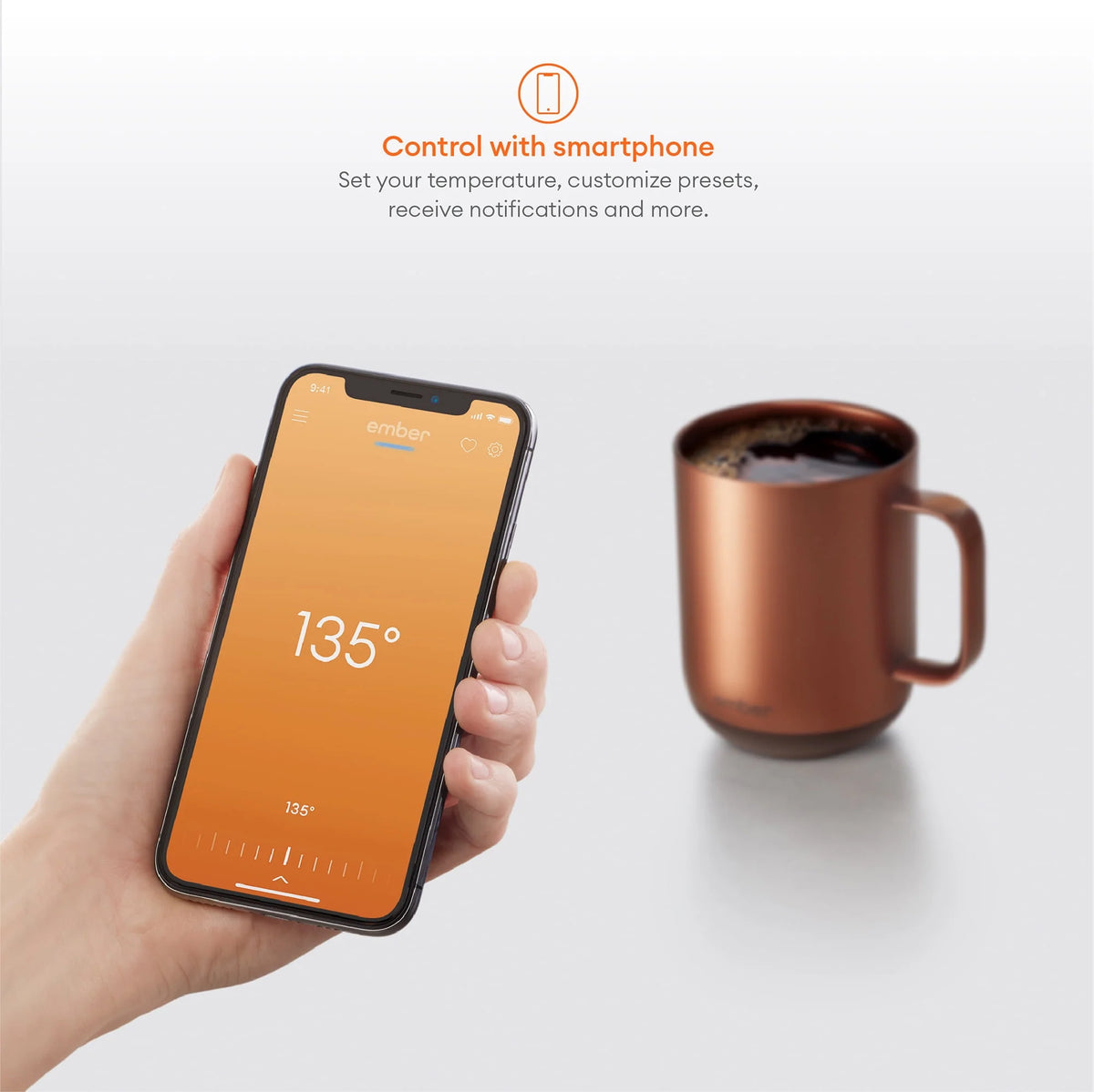 10 oz Copper App Controlled Heated Coffee Mug U906