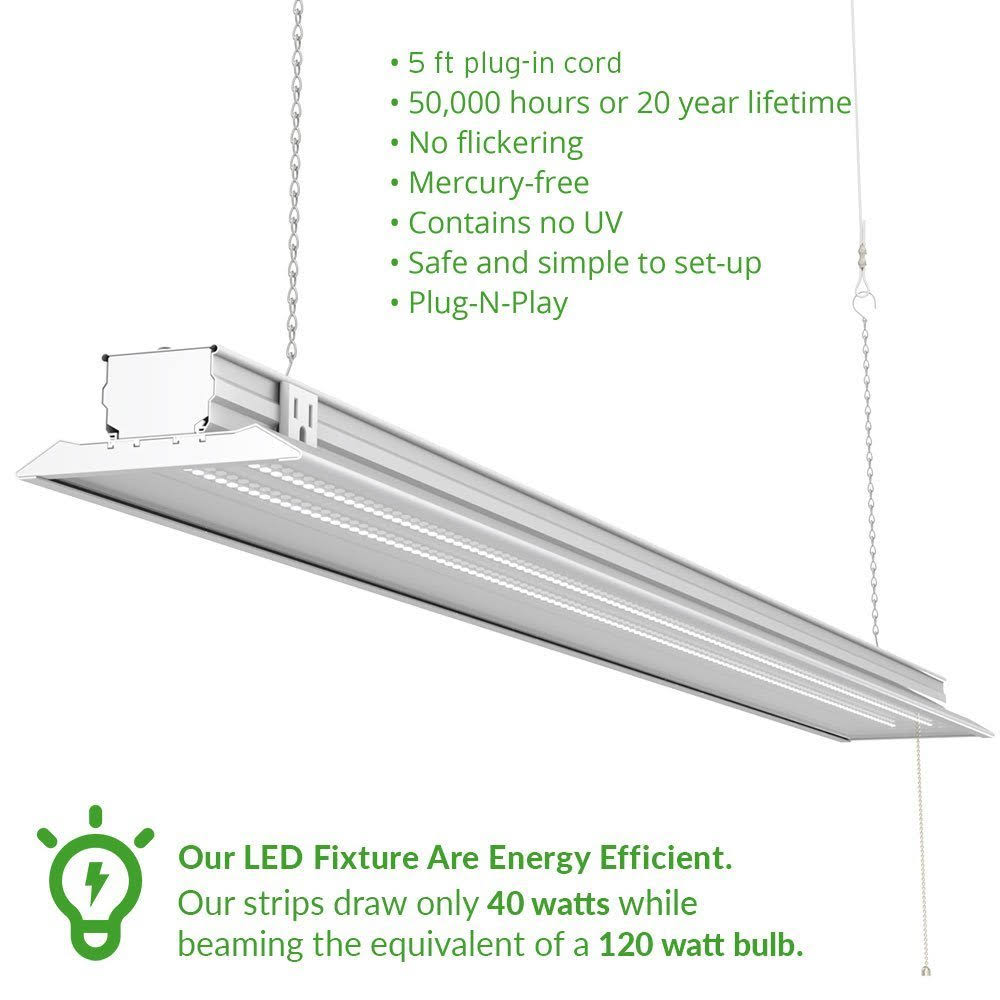 10 Pack Flat LED Shop Light Fixture 40W 5000K Daylight C2327