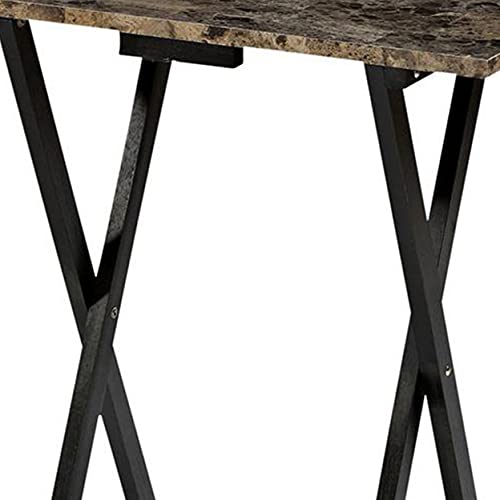 Tray Table Set Faux Marble Brown C47682