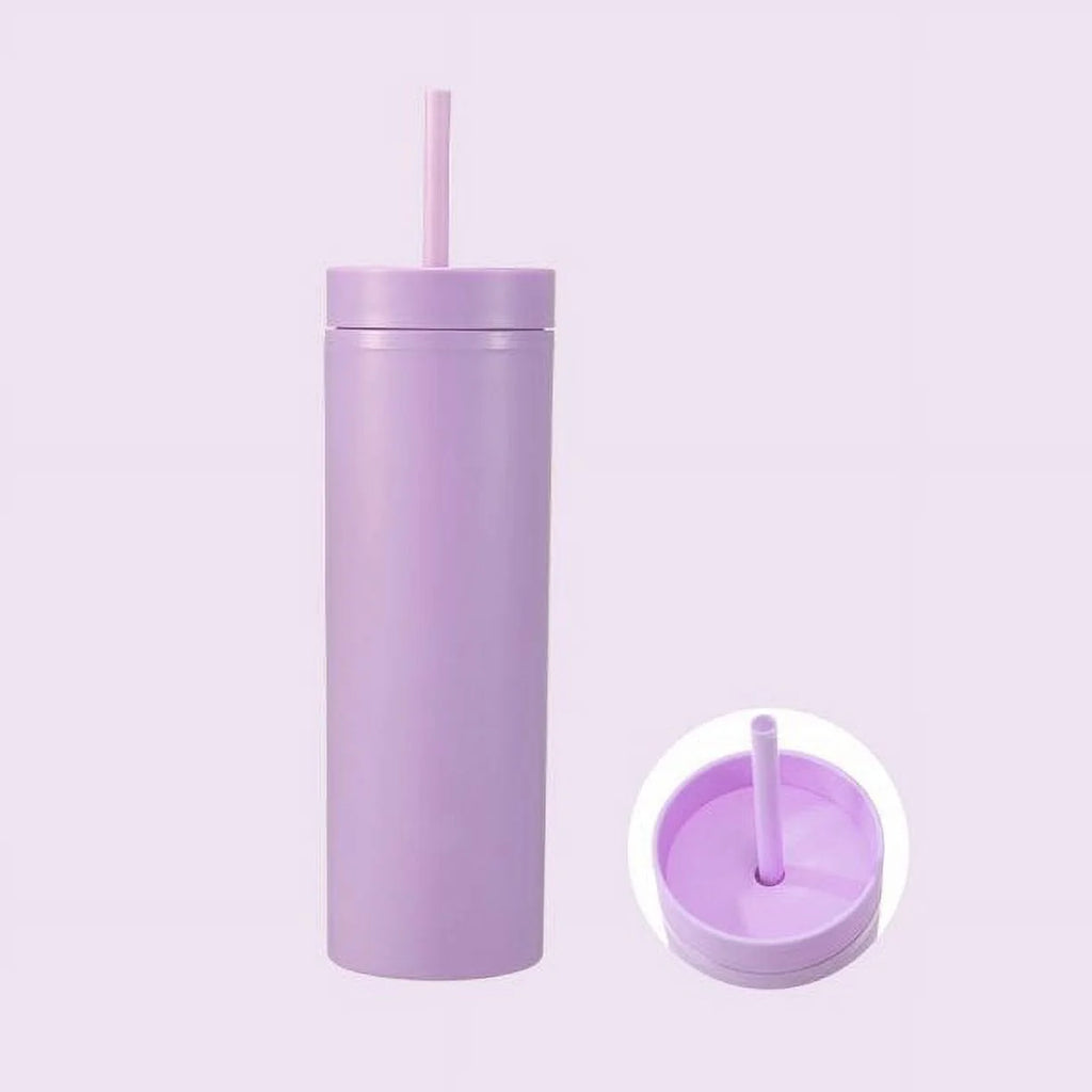 16oz Tumbler with Lid and Straw Double Wall Plastic Cup BPA Free G633977