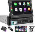 Single Din Car Stereo with CarPlay, 7 Inch Flip Out Touchscreen Car Radio, Bluetooth FM L908427