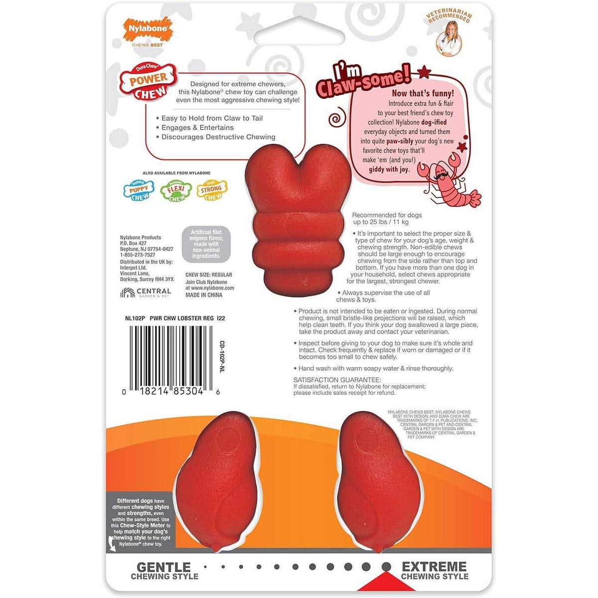 Power Chew Lobster Dog Toy L360