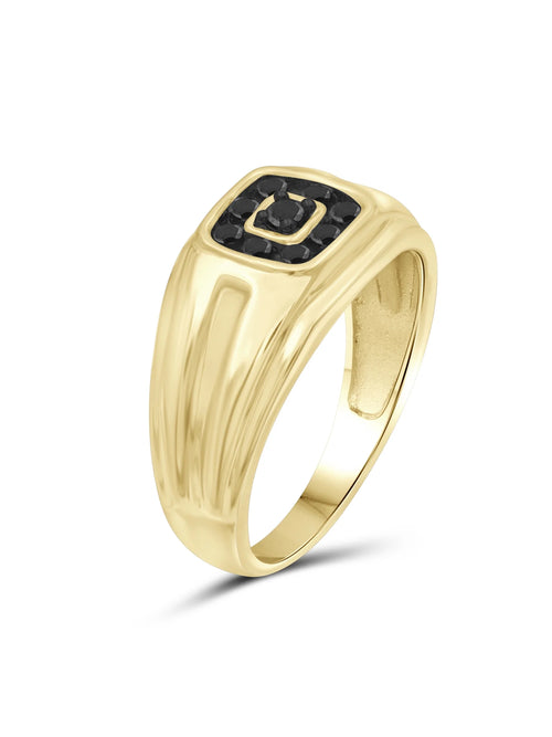 0.25 CTW Black Diamond 14K Gold Plated Silver Ring W498