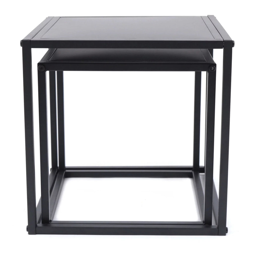 Square Coffee Table End Table Metal Side Table Matt Black Y9535