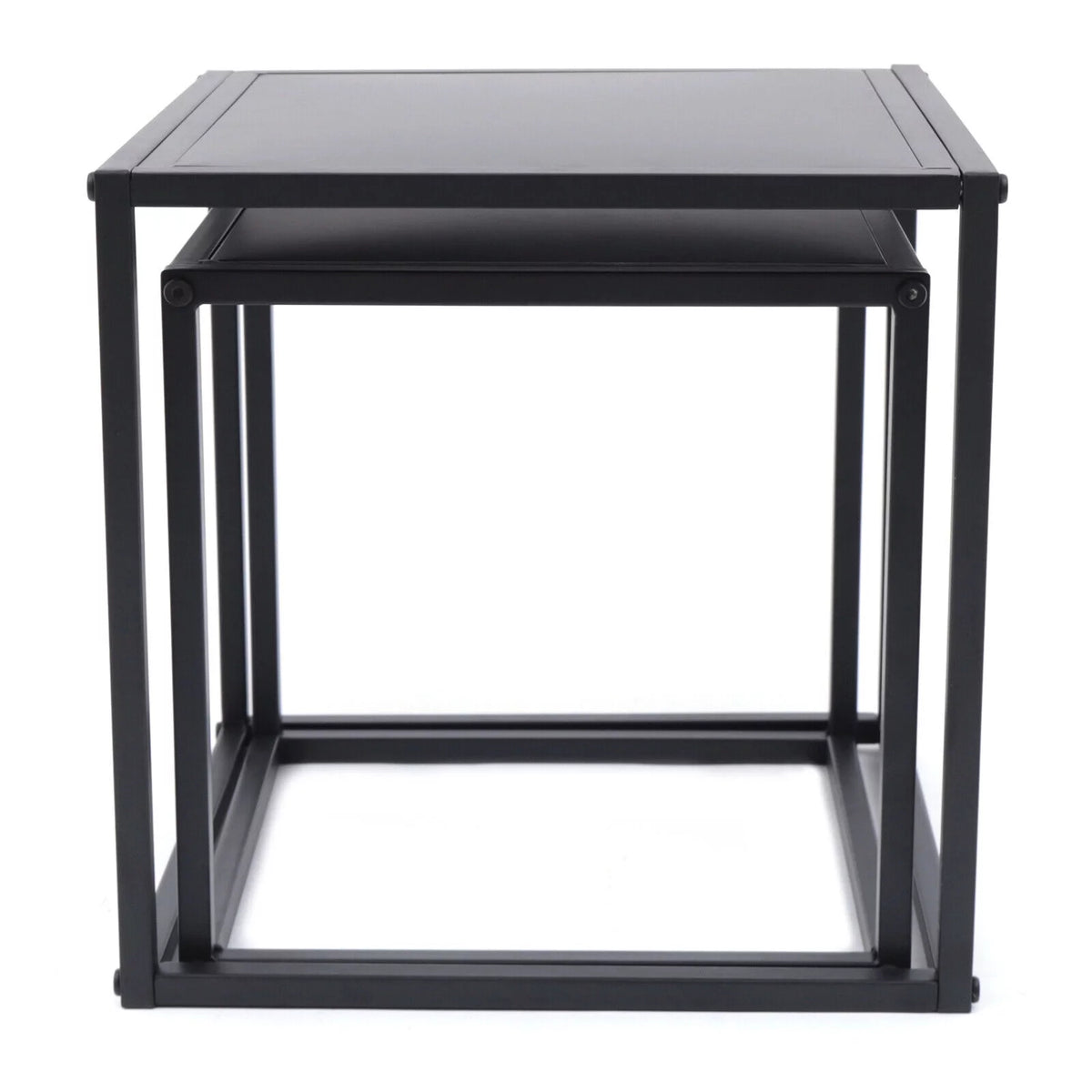 Square Coffee Table End Table Metal Side Table Matt Black Y9535