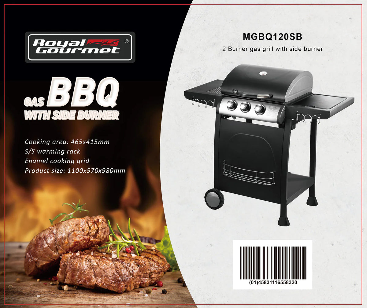 Black 2 Burner Gas Barbecue with Side Burner F345761