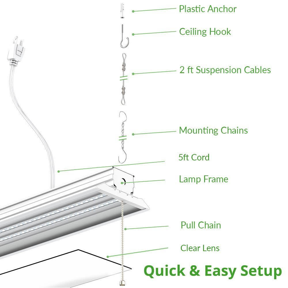 10 Pack Flat LED Shop Light Fixture 40W 5000K Daylight C2327