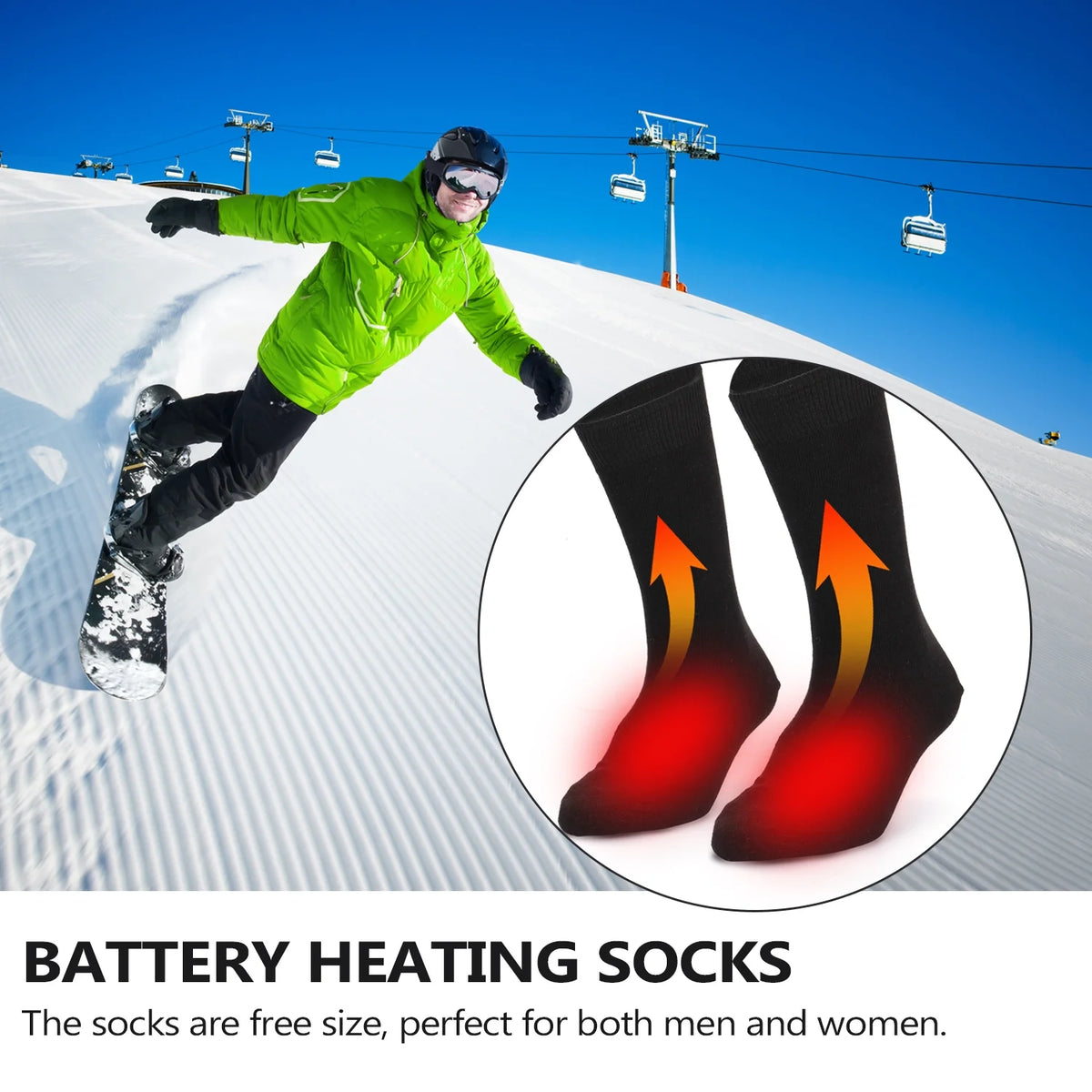 Electric Heated Socks Battery Powered Warm Winter Socks J7696