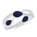 1.6ct Pear Shape Sapphire CZ Engagement Band Ring 925 Sterling Silver Cocktail Ring M14646