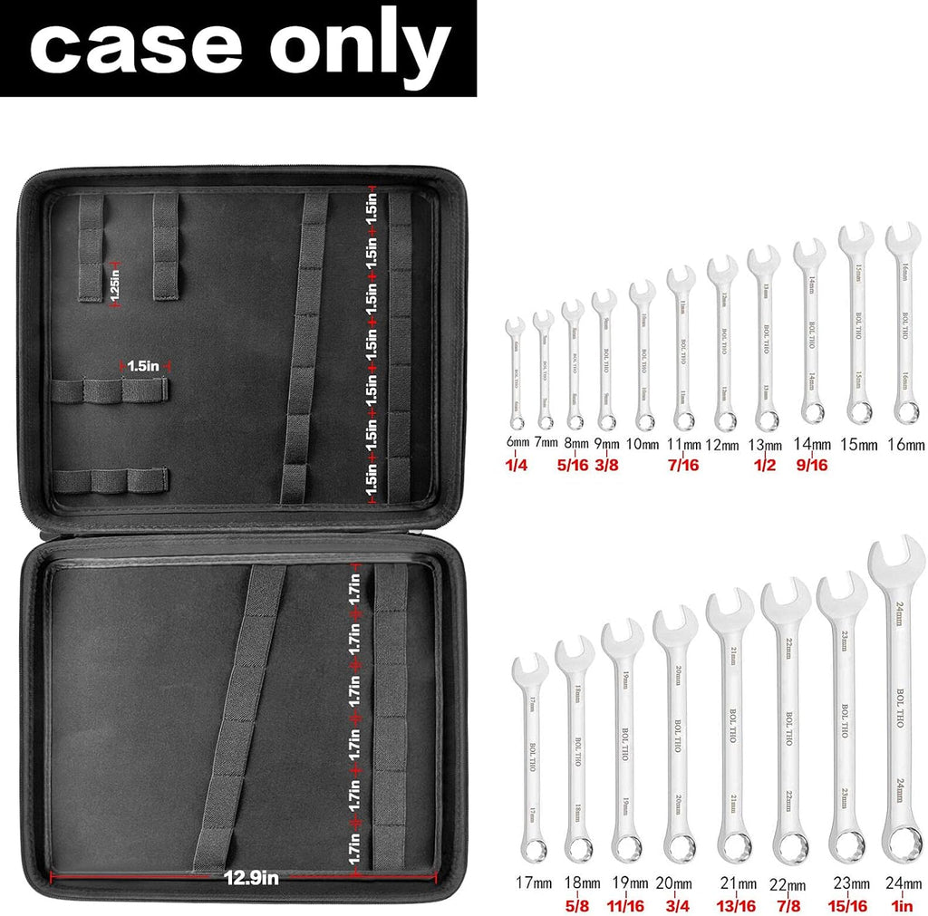 19 Combination Ratchet Wrenches Tool Storage Holder Bag U3628