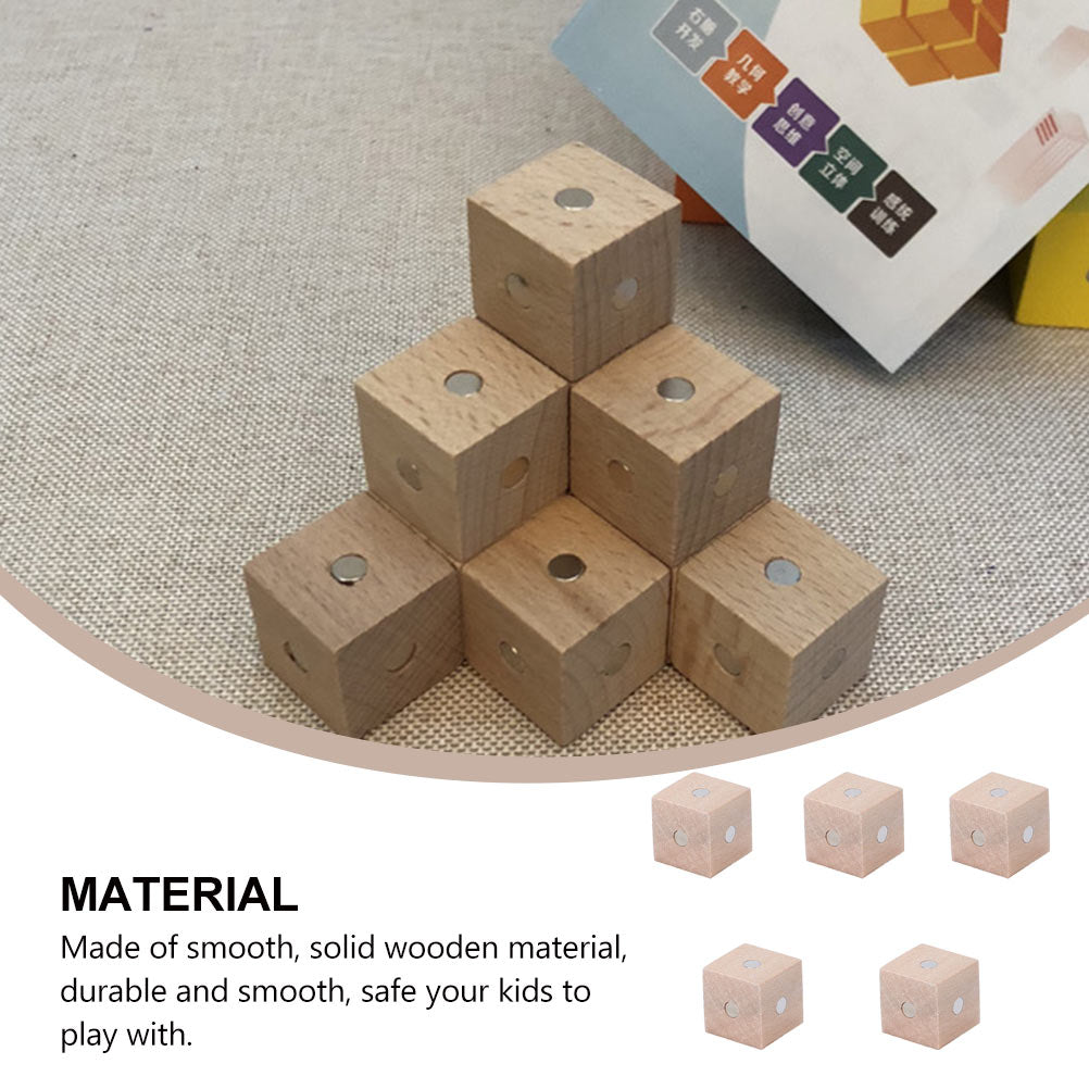 10 pcs Magnetic Wooden Building Blocks Cube Toys R48628
