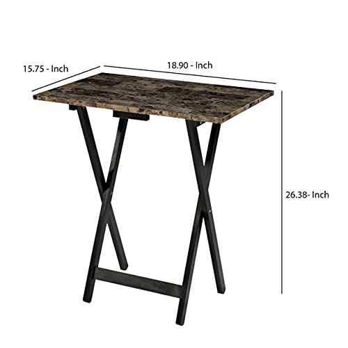 Tray Table Set Faux Marble Brown C47682