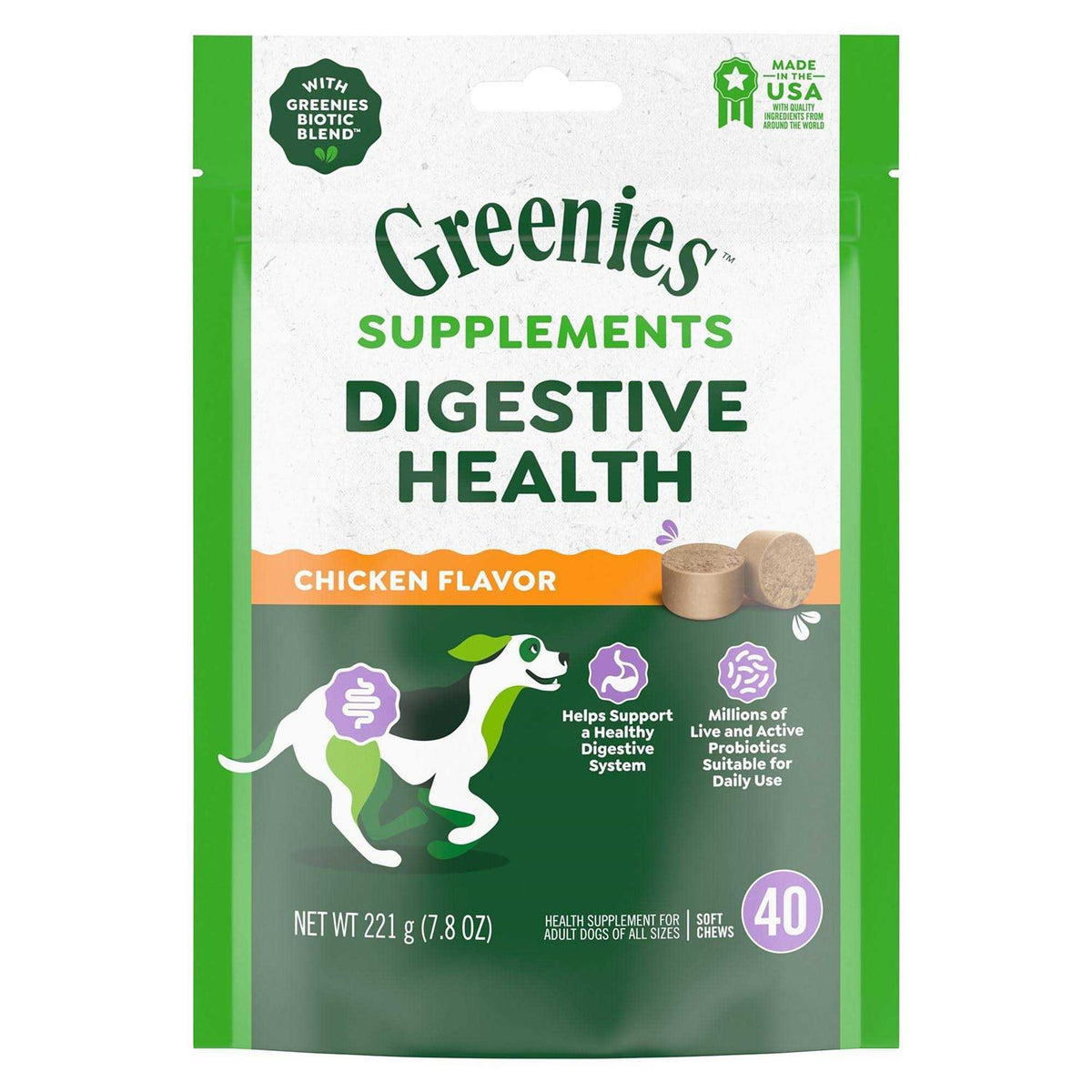 Probiotics Digestive Health Chicken Flavor Dog Supplements T13421