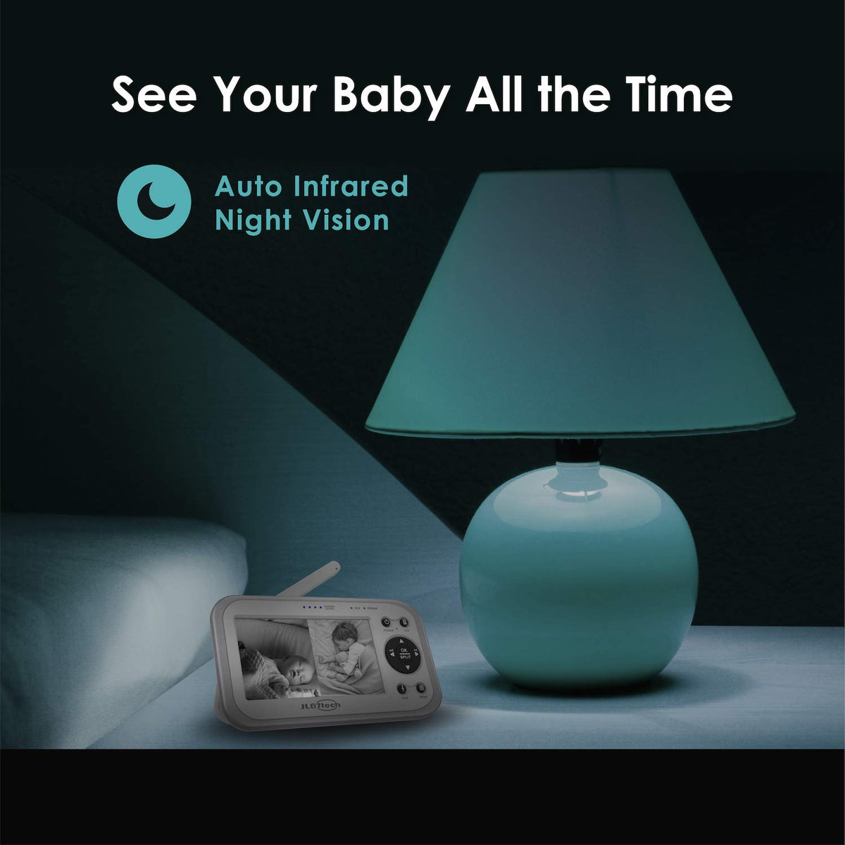 4.3 Split Screen Video Baby Monitor with 2 Cameras and Audio, Night Vision, Two-Way Talk Z114