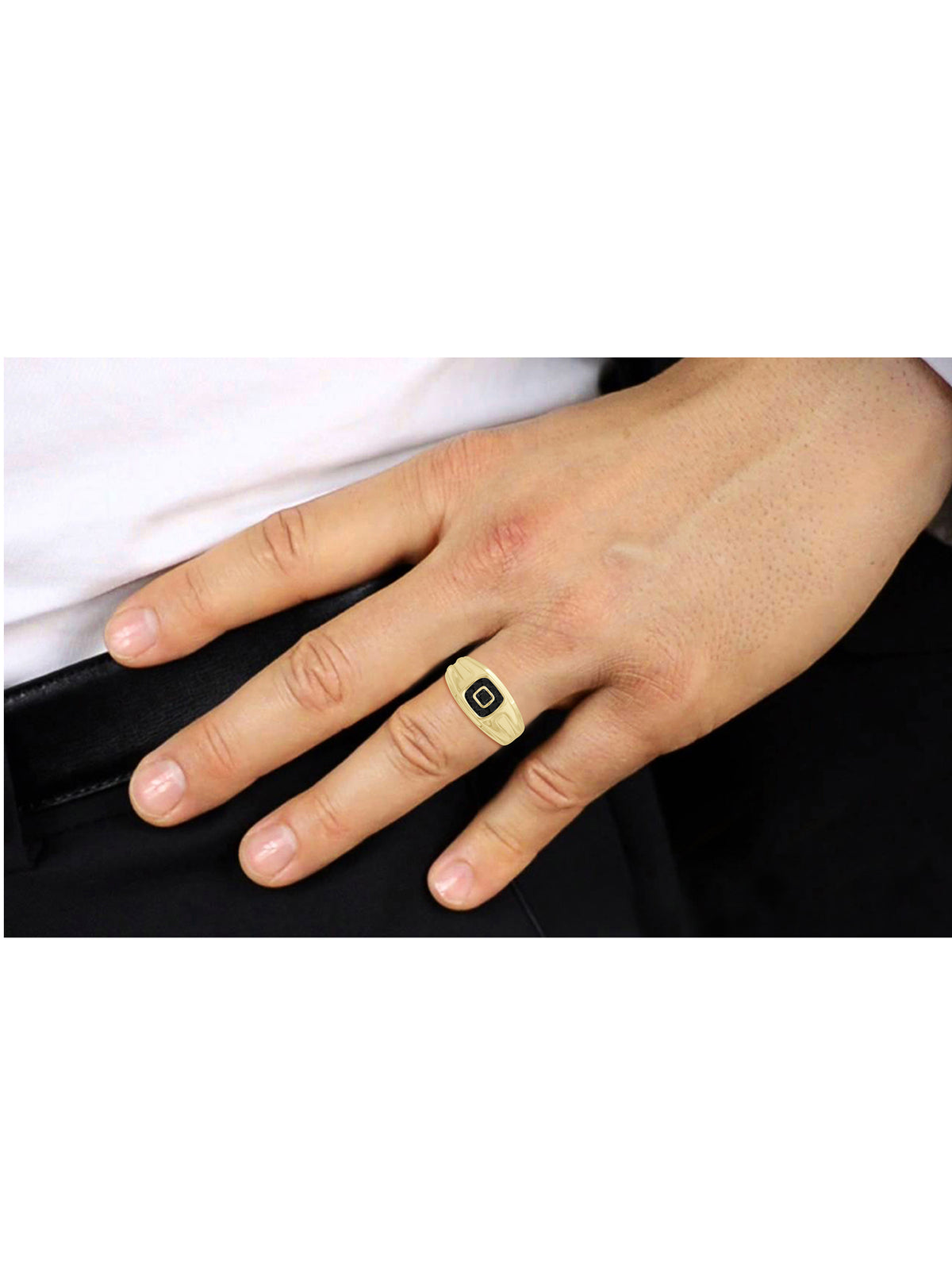 0.25 CTW Black Diamond 14K Gold Plated Silver Ring W498