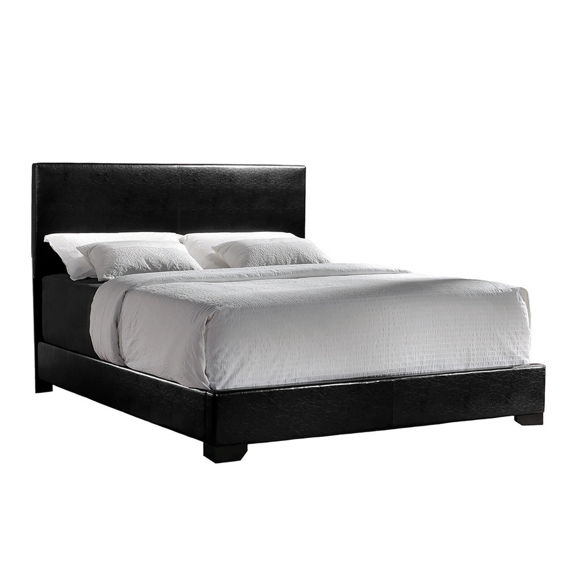 Queen Upholstered Panel Bed Black S234