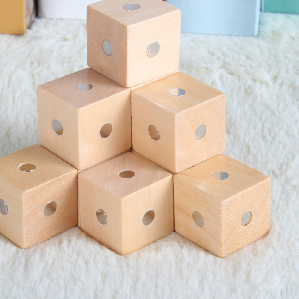 10 pcs Magnetic Wooden Building Blocks Cube Toys R48628
