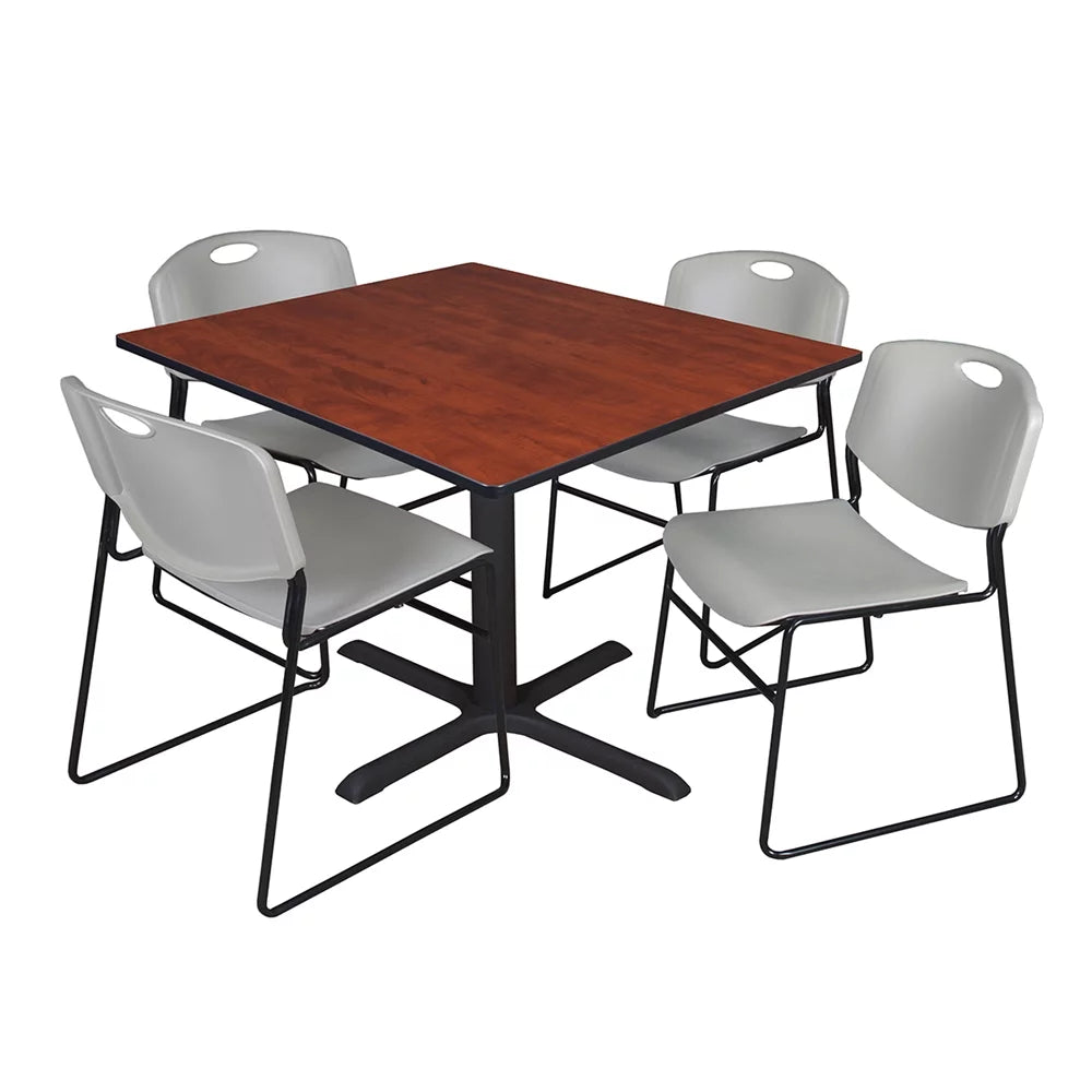 48" Square Breakroom Table & 4 Stack Chairs M186320