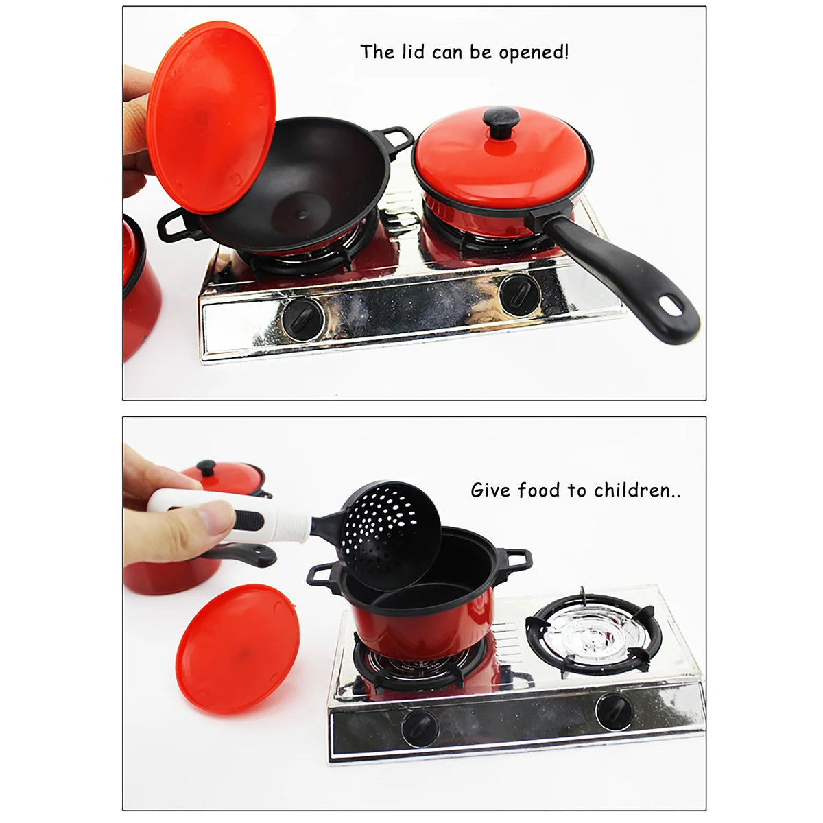 13 Pcs Kids Kitchen Toy Cookware Set with Play Food U318
